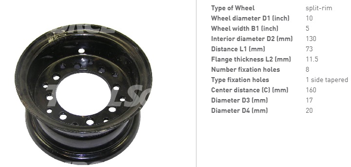 Колісний диск (без болтів) 5.00-10 розбірний GS (30)