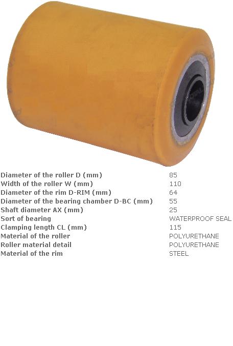 Ролик d=85/25 h=110/116 вантажний Jungheinrich PU Jungheinrich