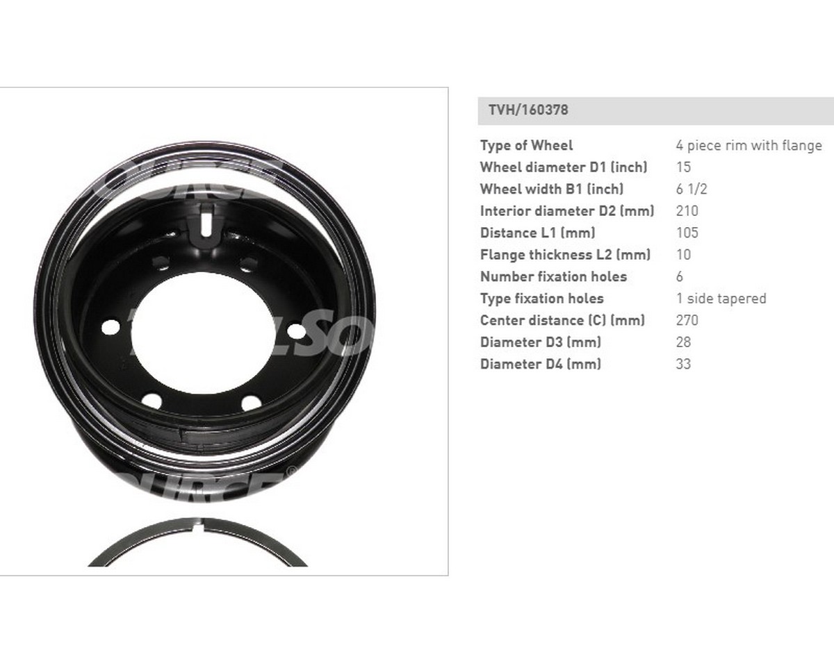 Колісний диск (без болтів) 6.50-16 з кільцями Komatsu