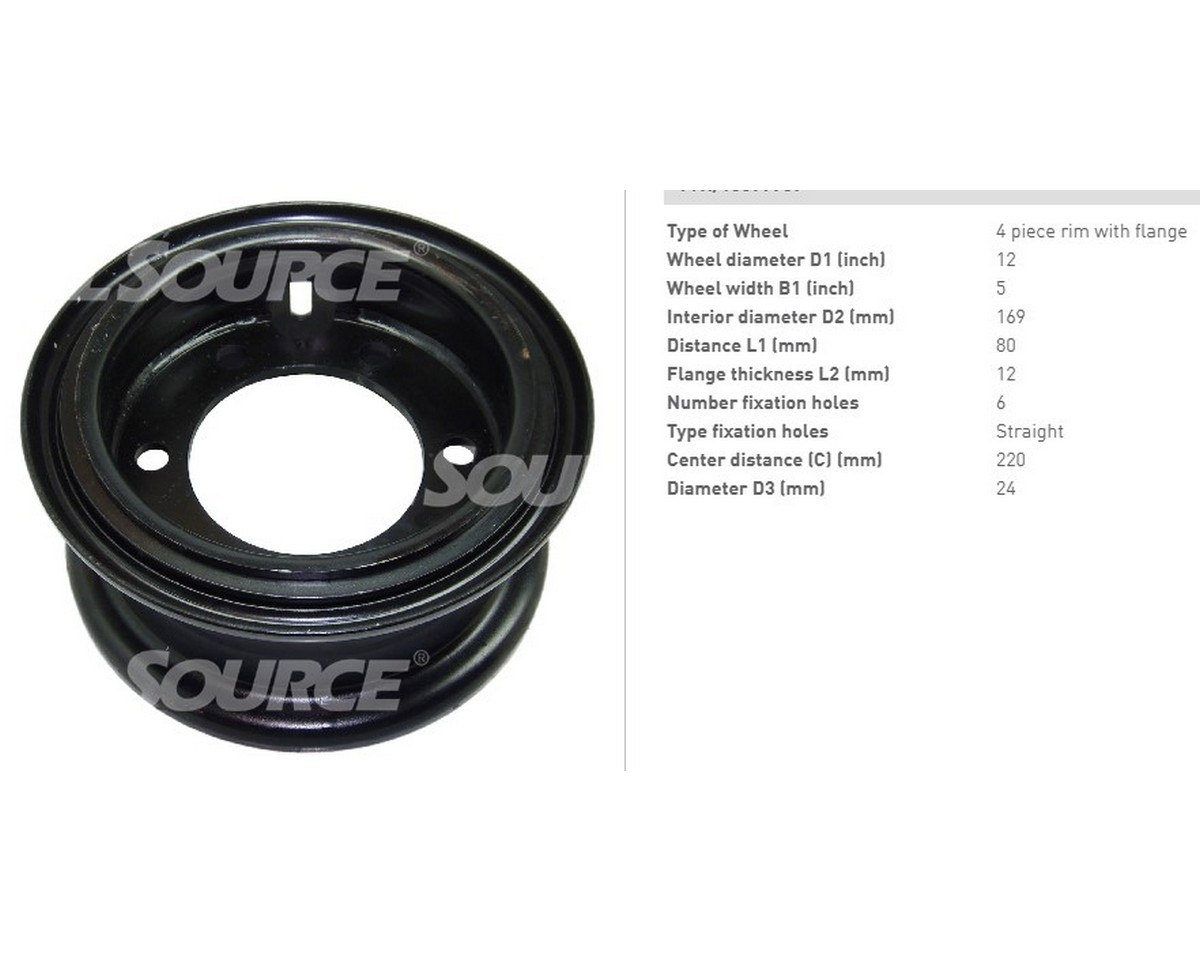 Колісний диск (без болтів) 5.00S-12 (48/17-20) з кільцями Yale glp25vx