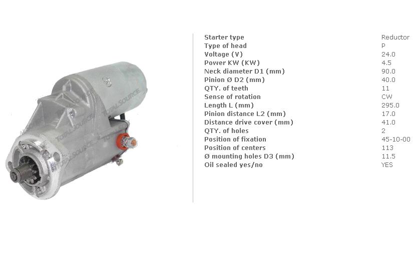 Стартер ST2035 редукторний (24V бендикс z=11 d=40 / Dпосад.=60 Lотв.=114)